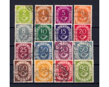 1951 - LOTTO/12963 - GERMANIA - CORNO DI POSTA 16v. - USATI