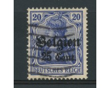 GERMANIA - BELGIO - 1916/18 - LOTTO/15108 - 25c. su 20p. OLTREMARE - USATO