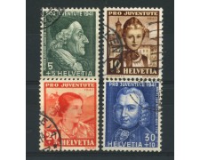 1941 - LOTTO/15248 - SVIZZERA - PRO JUVENTUTE 4v. - USATI 1941 - LOTTO/15248 - SVIZZERA - PRO JUVENTUTE 4v. - USATI