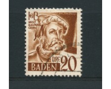 1948 - GERMANIA - BADEN - LOTTO/16243 - 20dp. BRUNO USATO 1948 - GERMANIA - BADEN - LOTTO/16243 - 20dp. BRUNO USATO