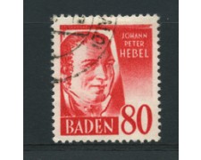 1948 - GERMANIA - BADEN - LOTTO/16246 - 80d. ROSSO USATO 1948 - GERMANIA - BADEN - LOTTO/16246 - 80d. ROSSO USATO