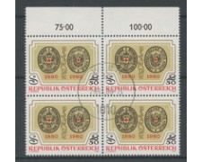 1980 - LOTTO/16420QU - AUSTRIA - CROCE ROSSA - QUARTINA USATA