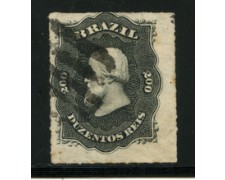 1876/77 - LOTTO/16577 - BRASILE - 200 R. NERO PEDRO II° - USATO 1876/77 - LOTTO/16577 - BRASILE - 200 R. NERO PEDRO II° - USATO