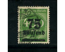 1923 - LOTTO/17871 - GERMANIA REICH - 75t. su 400m. VERDE - USATO 1923 - LOTTO/17871 - GERMANIA REICH - 75t. su 400m. VERDE - USATO