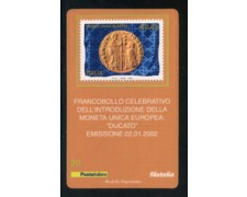 2002 - LOTTO/20892 - REPUBBLICA - MONETA UNICA DUCATO - TESSERA FILAT. 2002 - LOTTO/20892 - REPUBBLICA - MONETA UNICA DUCATO - TESSERA FILAT.