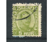1921 - LOTTO/21105 - ISLANDA - 5 a. VERDE OLIVA - USATO 1921 - LOTTO/21105 - ISLANDA - 5 a. VERDE OLIVA - USATO
