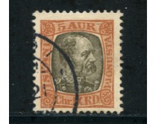 1902 - LOTTO/21119 - ISLANDA - 5 aur BRUNO ARANCIO SERVIZIO - USATO 1902 - LOTTO/21119 - ISLANDA - 5 aur BRUNO ARANCIO SERVIZIO - USATO