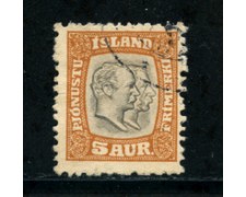 1907/08 - LOTTO/21122 - ISLANDA - 5 aur ARANCIO SERVIZIO - USATO 1907/08 - LOTTO/21122 - ISLANDA - 5 aur ARANCIO SERVIZIO - USATO