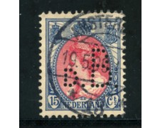 1908 - LOTTO/21286 - OLANDA - 15 cent. AZZURRO ROSSO PERFIN - USATO 1908 - LOTTO/21286 - OLANDA - 15 cent. AZZURRO ROSSO PERFIN - USATO