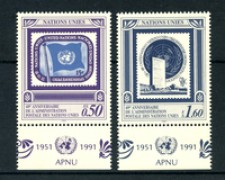 1991 - LOTTO/21440A - ONU SVIZZERA - 40° ANNIVERSARIO POSTE ONU 2v. - NUOVI CON APP.