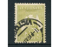 1912/19 - LOTTO/21534 - AUSTRALIA - 3d. VERDE OLIVA - USATO 1912/19 - LOTTO/21534 - AUSTRALIA - 3d. VERDE OLIVA - USATO