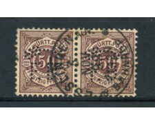WURTTEMBERG - 1890 - LOTTO/21839 - 50p. BRUNO LILLA COPPIA  PERFIN USATI