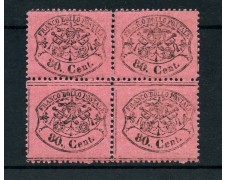 STATO PONTIFICIO - 1868 - LOTTO/22404 -  80 cent. ROSA CHIARO QUARTINA - NUOVI