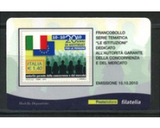 2010 - LOTTO/22746 - REPUBBLICA - AUTORITA GARANTE - TESSERA FILATELICA