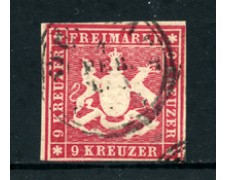 WURTTEMBERG - 1859 - LOTTO/24272 - 9 K. ROSA SENZA FILO DI SETA - USATO