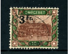 1921 - LOTTO/24290 - SARRE - 3 FR. SU 10 MARCHI VEDUTE - USATO 1921 - LOTTO/24290 - SARRE - 3 FR. SU 10 MARCHI VEDUTE - USATO