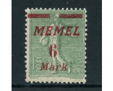 GERMANIA - MEMEL - 1922 - LOTTO/24350 - 6m. su 15c. VERDE - LING. GERMANIA - MEMEL - 1922 - LOTTO/24350 - 6m. su 15c. VERDE - LING.
