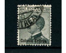 1925 - LOTTO/24432 - ERITREA - 30 cent. GRIGIO NERO VITT. EMANUELE 3°  - USATO