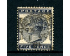 1880/81 - LOTTO/24609 - GRAN BRETAGNA - 5p. AZZURRO NERO - USATO 1880/81 - LOTTO/24609 - GRAN BRETAGNA - 5p. AZZURRO NERO - USATO
