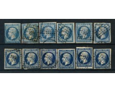 1853/60 - FRANCIA - 20 cent. NAPOLEONE - 12 ESEMPLARI USATI - LOTTO/26115 1853/60 - FRANCIA - 20 cent. NAPOLEONE - 12 ESEMPLARI USATI - LOTTO/26115