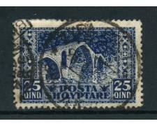 1922 - ALBANIA - 25q. BLU SCUTARI - USATO - LOTTO/26758