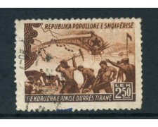 1948 - ALBANIA - 2,50 FERROVIA DURAZZO TIRANA - USATO - LOTTO/26760