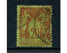 1884 - FRANCIA - 20 c. ROSSO SU VERDE - USATO - LOTTO/27076 1884 - FRANCIA - 20 c. ROSSO SU VERDE - USATO - LOTTO/27076