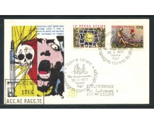 1977 - REPUBBLICA - LOTTA ALLA DROGA - BUSTA FDC FILAGRANO VIAGGIATA - LOTTO/27297 1977 - REPUBBLICA - LOTTA ALLA DROGA - BUSTA FDC FILAGRANO VIAGGIATA - LOTTO/27297