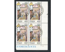 1989 - REPUBBLICA - FOLCLORE SPELLO - QUARTINA USATA - LOTTO/28910 1989 - REPUBBLICA - FOLCLORE SPELLO - QUARTINA USATA - LOTTO/28910
