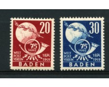 GERMANIA - BADEN - 1949 - LOTTO/5127 - 75° ANNIVERSARIO UPU 2v. - LING. GERMANIA - BADEN - 1949 - LOTTO/5127 - 75° ANNIVERSARIO UPU 2v. - LING.