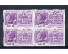 1954 - LOTTO/10378QN - TRIESTE A - 25 LIRE DENUNCIA REDDITI QUARTINA NUOVA