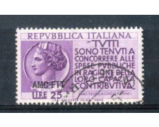 1954 - LOTTO/10378U - TRIESTE A - 25 LIRE DENUNCIA REDDITI USATO 1954 - LOTTO/10378U - TRIESTE A - 25 LIRE DENUNCIA REDDITI USATO