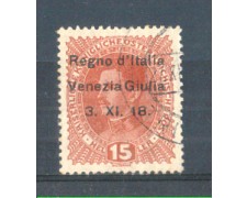 1918 - LOTTO/VNG6U - VENEZIA GIULIA - 15h. ROSSO BRUNO USATO 1918 - LOTTO/VNG6U - VENEZIA GIULIA - 15h. ROSSO BRUNO USATO