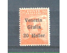 1919 - LOTTO/VNG31N - VENEZIA GIULIA - 20h. su 20c. ARANCIO NUOVO 1919 - LOTTO/VNG31N - VENEZIA GIULIA - 20h. su 20c. ARANCIO NUOVO