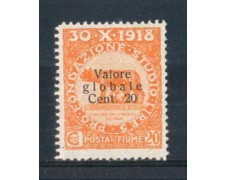1919 - LOTTO/FIU93L - FIUME - 20c. ARANCIO LING. 1919 - LOTTO/FIU93L - FIUME - 20c. ARANCIO LING.