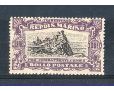 1918 - LOTTO/RSM61L - SAN MARINO -  2 Lire +5c. PRO COMBATTENTI LING.