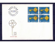 1968 - LOTTO/SVI806FDCQ - SVIZZERA - 20c. EUROPA - BUSTA FDC QUARTINA 1968 - LOTTO/SVI806FDCQ - SVIZZERA - 20c. EUROPA - BUSTA FDC QUARTINA