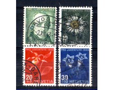 1943 - LOTTO/SVI391CPU - SVIZZERA - PRO JUVENTUTE 4v. - USATI 1943 - LOTTO/SVI391CPU - SVIZZERA - PRO JUVENTUTE 4v. - USATI