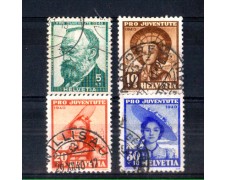 1940 - LOTTO/SVI357CPU - SVIZZERA - PRO JUVENTUTE 4v. - USATI 1940 - LOTTO/SVI357CPU - SVIZZERA - PRO JUVENTUTE 4v. - USATI