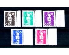1990 - LOTTO/FRA2627CPN - FRANCIA - MARIANNA 5v. - NUOVI 1990 - LOTTO/FRA2627CPN - FRANCIA - MARIANNA 5v. - NUOVI