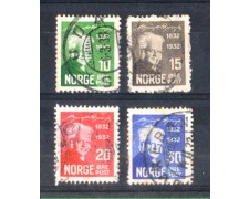 1932 - LOTTO/NORV158CPU - NORVEGIA - BJORNSON 4v. - USATI 1932 - LOTTO/NORV158CPU - NORVEGIA - BJORNSON 4v. - USATI