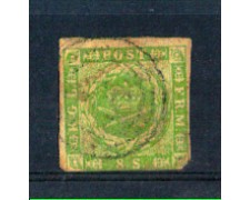 1854 - LOTTO/DAN5U - DANIMARCA - 8 s. VERDE - USATO 1854 - LOTTO/DAN5U - DANIMARCA - 8 s. VERDE - USATO