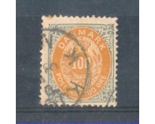 1875 - LOTTO/DAN29U1 - DANIMARCA - 100 ore GRIGIO E OCRA - USATO 1875 - LOTTO/DAN29U1 - DANIMARCA - 100 ore GRIGIO E OCRA - USATO