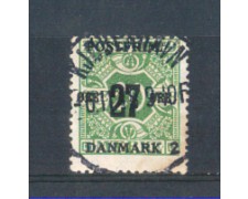 1918 - LOTTO/DAN100U - DANIMARCA - 27 su 20 ore VERDE - USATO 1918 - LOTTO/DAN100U - DANIMARCA - 27 su 20 ore VERDE - USATO