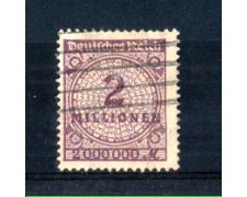 1923 - LOTTO/GER296U - GERMANIA REICH - 2Mn. VIOLETTO - USATO 1923 - LOTTO/GER296U - GERMANIA REICH - 2Mn. VIOLETTO - USATO