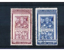 1951 - LOTTO/10619U - VATICANO - POSTA AEREA MONACO GRAZIANO 2v. - USATI 1951 - LOTTO/10619U - VATICANO - POSTA AEREA MONACO GRAZIANO 2v. - USATI