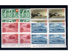 1947 - LOTTO/SVI440CPNQ - SVIZZERA - PRO PATRIA 4v. - QUARTINE NUOVI 1947 - LOTTO/SVI440CPNQ - SVIZZERA - PRO PATRIA 4v. - QUARTINE NUOVI