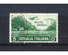 1936 - LOTTO/10654U - SOMALIA ITALIANA - 5 LIRE POSTA AEREA PITTORICA - USATO 1936 - LOTTO/10654U - SOMALIA ITALIANA - 5 LIRE POSTA AEREA PITTORICA - USATO