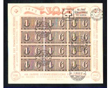 1943 - LOTTO/10667U - SVIZZERA - CENTENARIO FRANCOBOLLI FOGLIETTO 12v. - USATO 1943 - LOTTO/10667U - SVIZZERA - CENTENARIO FRANCOBOLLI FOGLIETTO 12v. - USATO