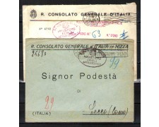 1927/1939 - LOTTO/10806 - REGNO - CONSOLATI DI NIZZA E BARCELLONA - 2 BUSTE 1927/1939 - LOTTO/10806 - REGNO - CONSOLATI DI NIZZA E BARCELLONA - 2 BUSTE